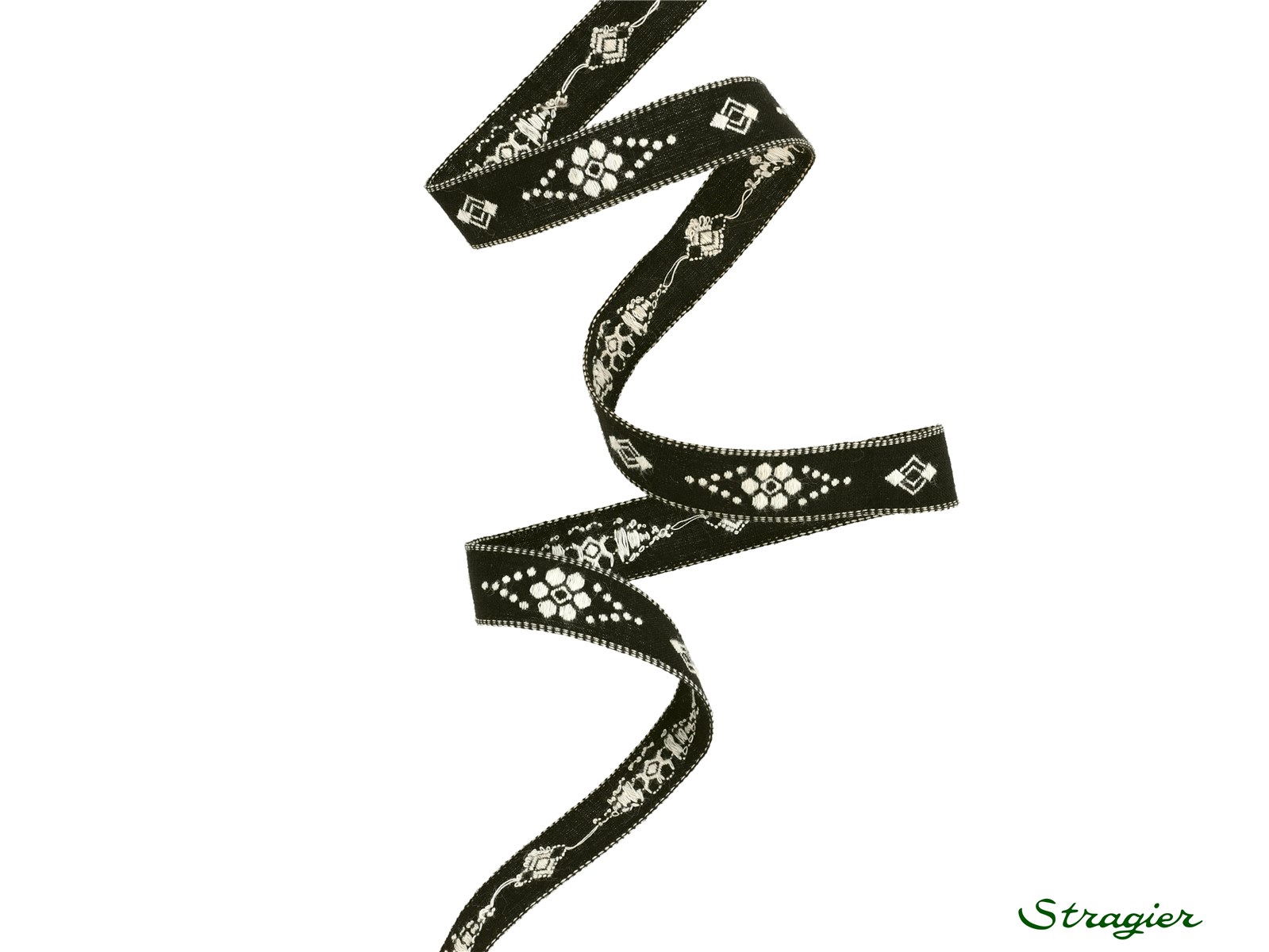 Woven Ribbon - Pure Cotton - Garance - Noir-Blanc - 12 mm