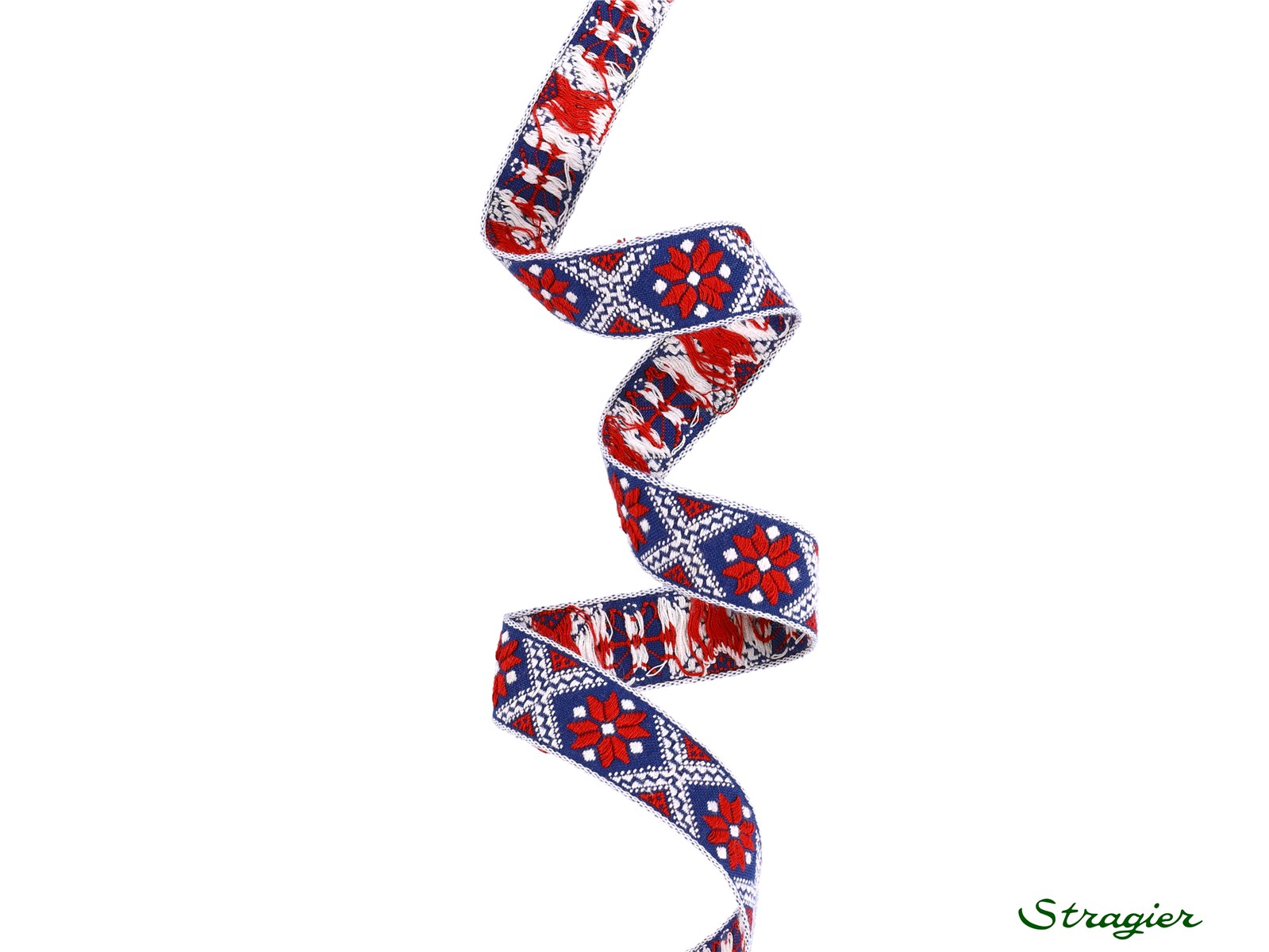 Woven Ribbon - Pure Cotton - Sylvestre - Rouge-Bleu - 15 mm