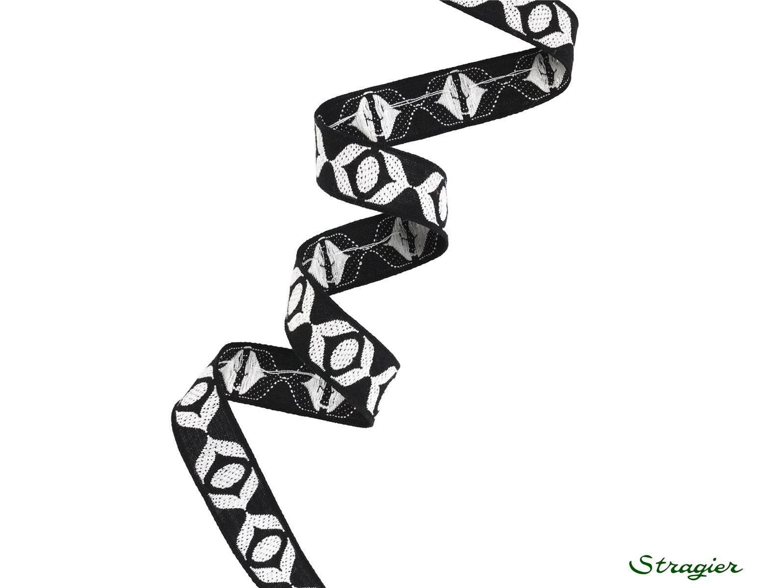 Galon Tissé pur Coton - Neva - Noir-Blanc - 15 mm