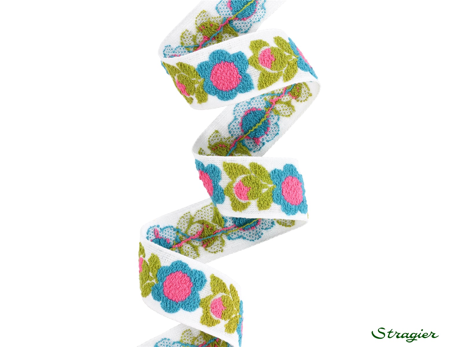 Galon Tissé pur Coton - Suzie - Anis-Turquoise - 25 mm