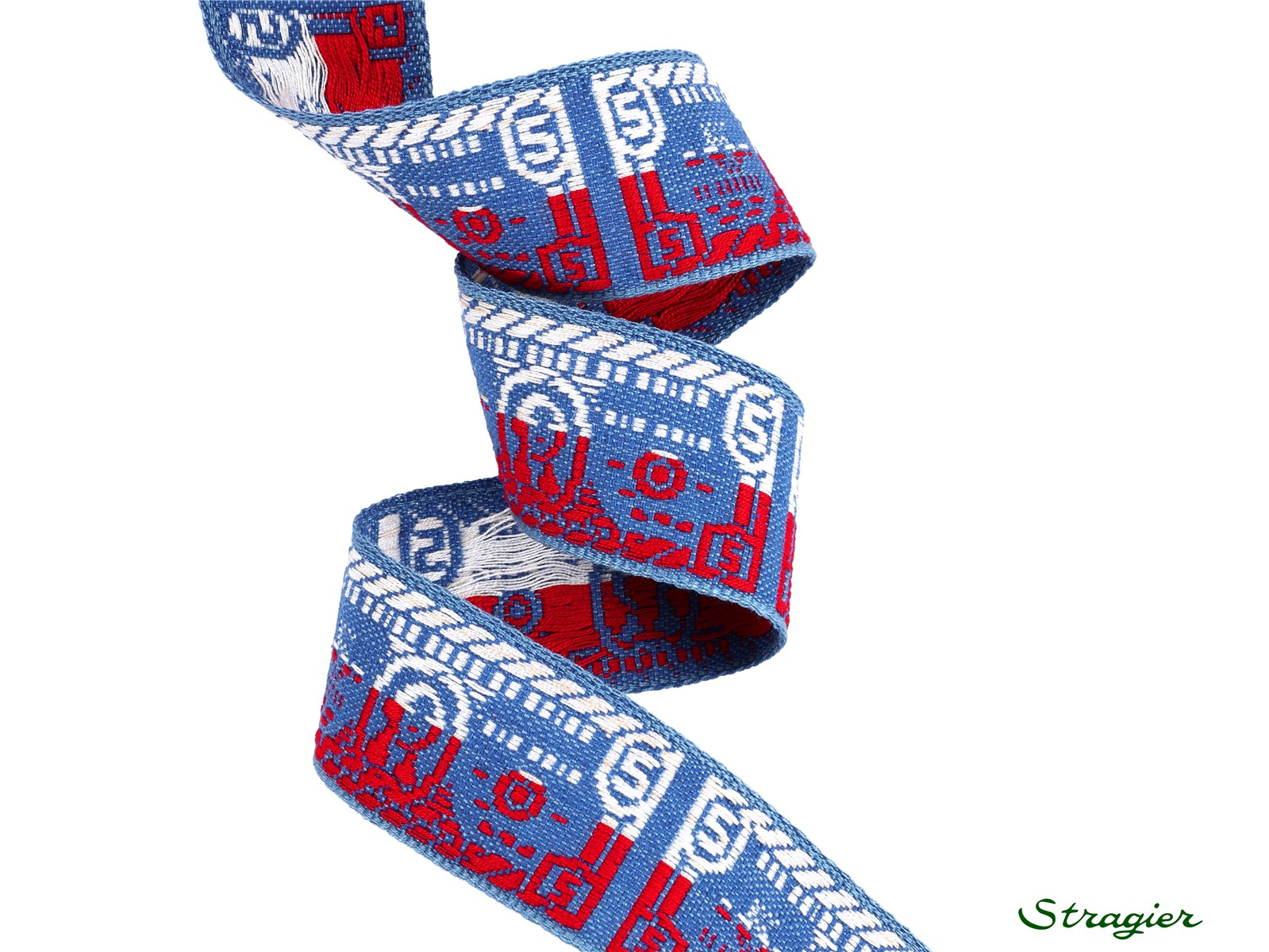 Woven Ribbon - Pure Cotton - Billets - Jeans-Rouge-Blanc - 40 mm