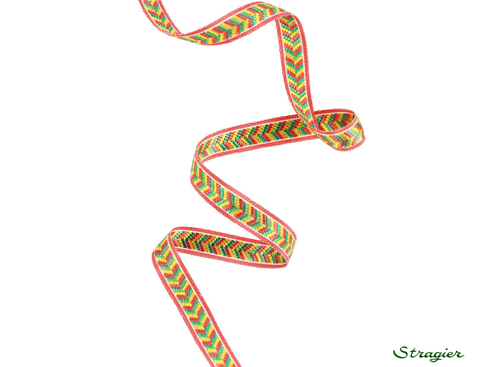 Galon tissé - Rio - Corail-Jaune-Vert - 10 mm