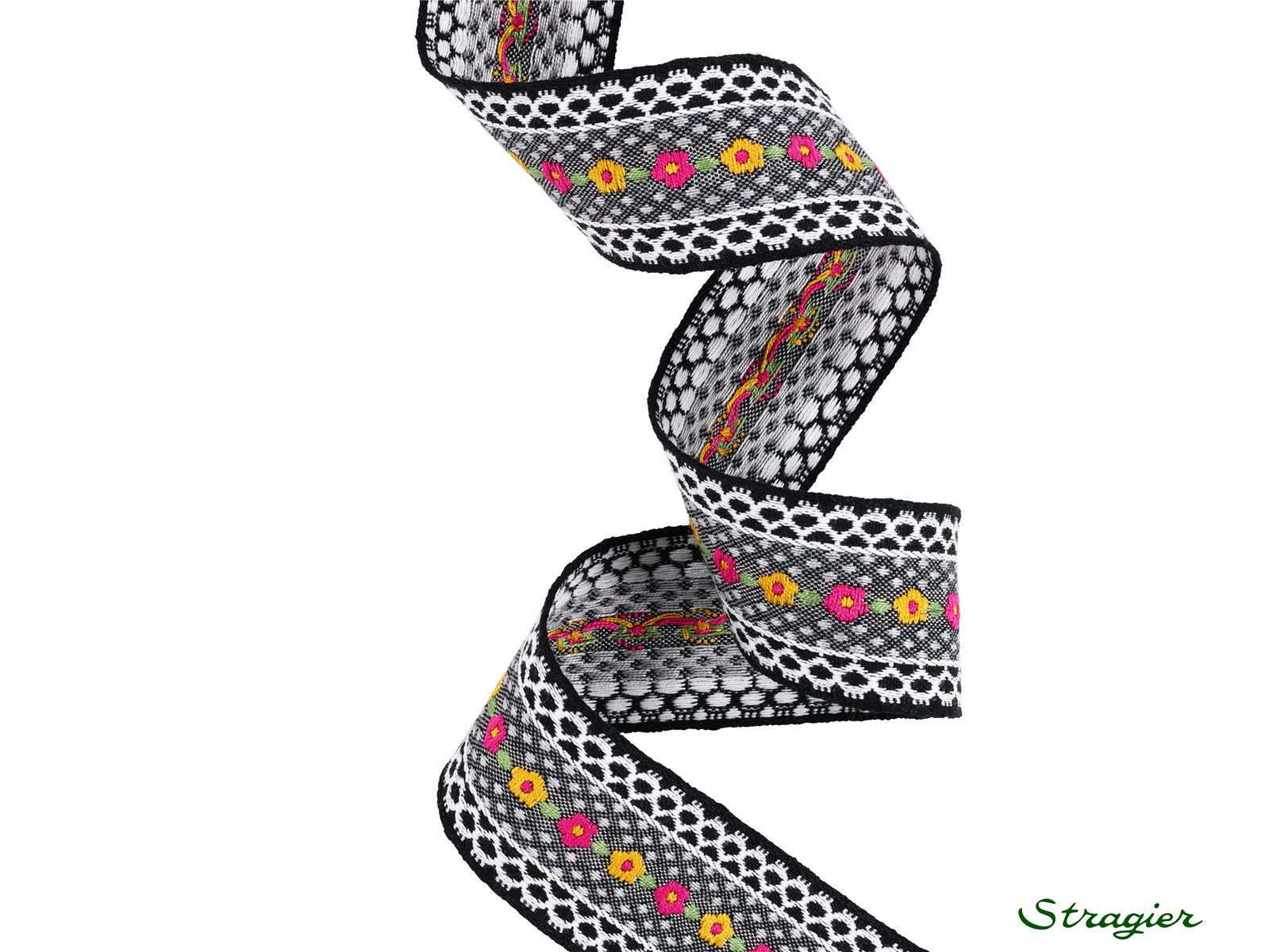 Woven Ribbon - Pure Cotton - Alicia - Rose-Jaune - 38 mm