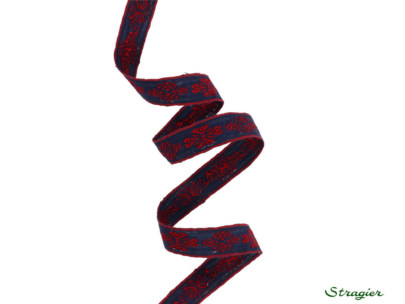 Woven Ribbon - Pure Cotton - Gabrielle - Marine-Rouge - 15 mm