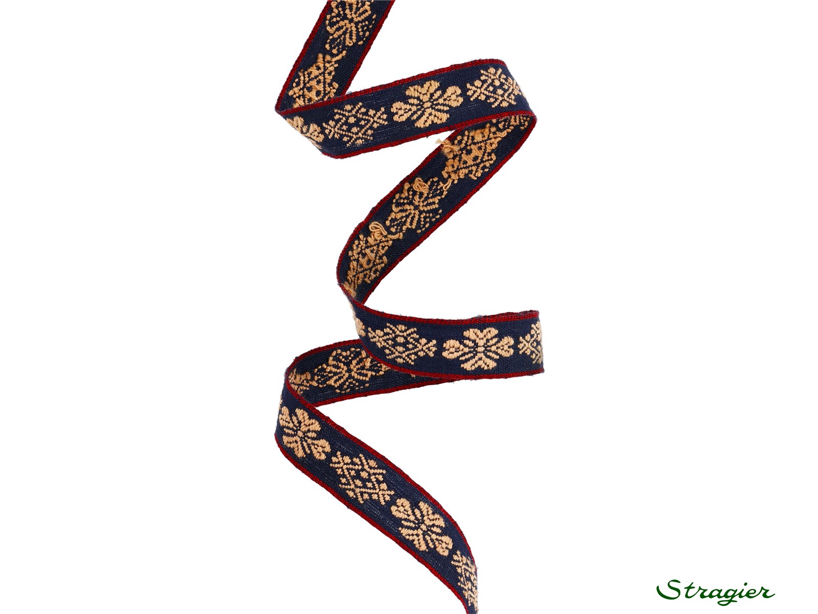 Woven Ribbon - Pure Cotton - Gabrielle - Marine-Camel - 15 mm