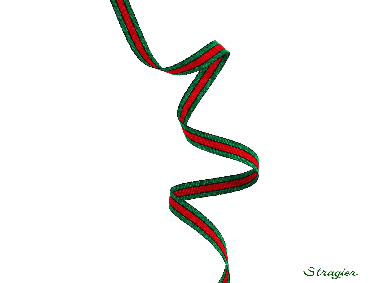 Galon tissé - Lucas - Vert-Rouge - 10 mm