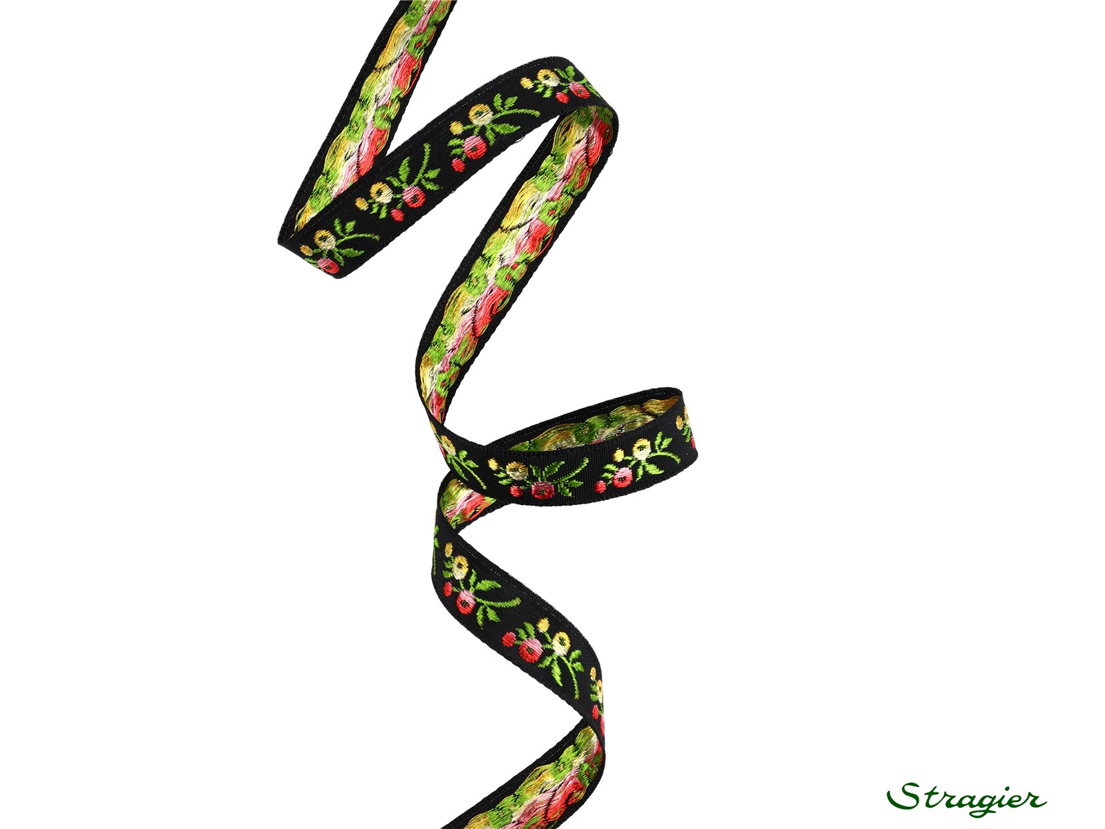 Woven Ribbon - Cassandre - Noir-Jaune-Rouge - 12 mm