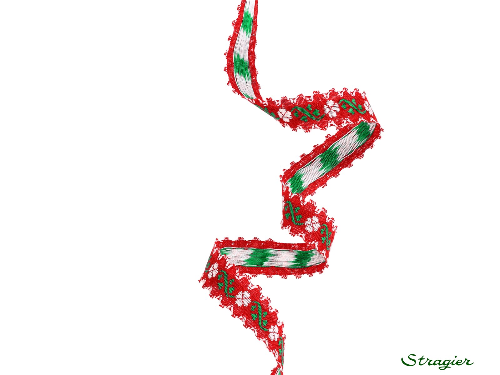 Woven Ribbon - Pure Cotton - Lucky - Rouge-Vert - 15 mm