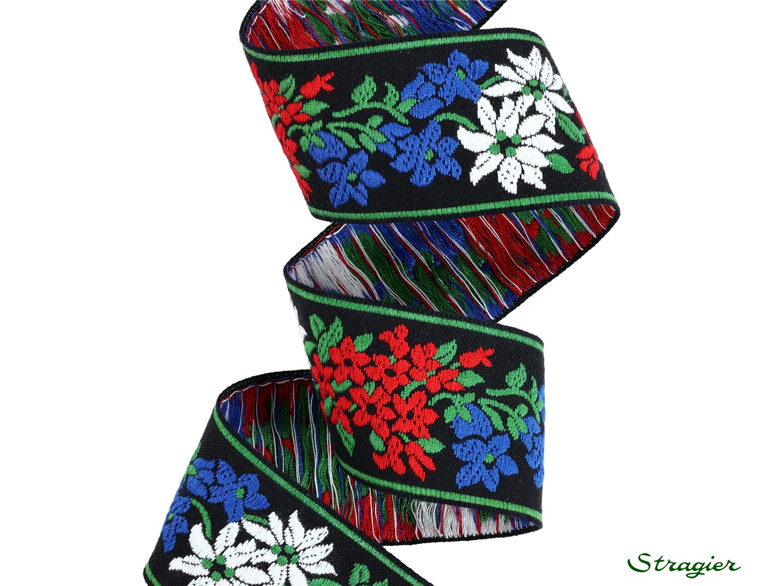 Galon Tissé pur Coton - Ludivine - Noir-Bleu-Rouge - 45 mm