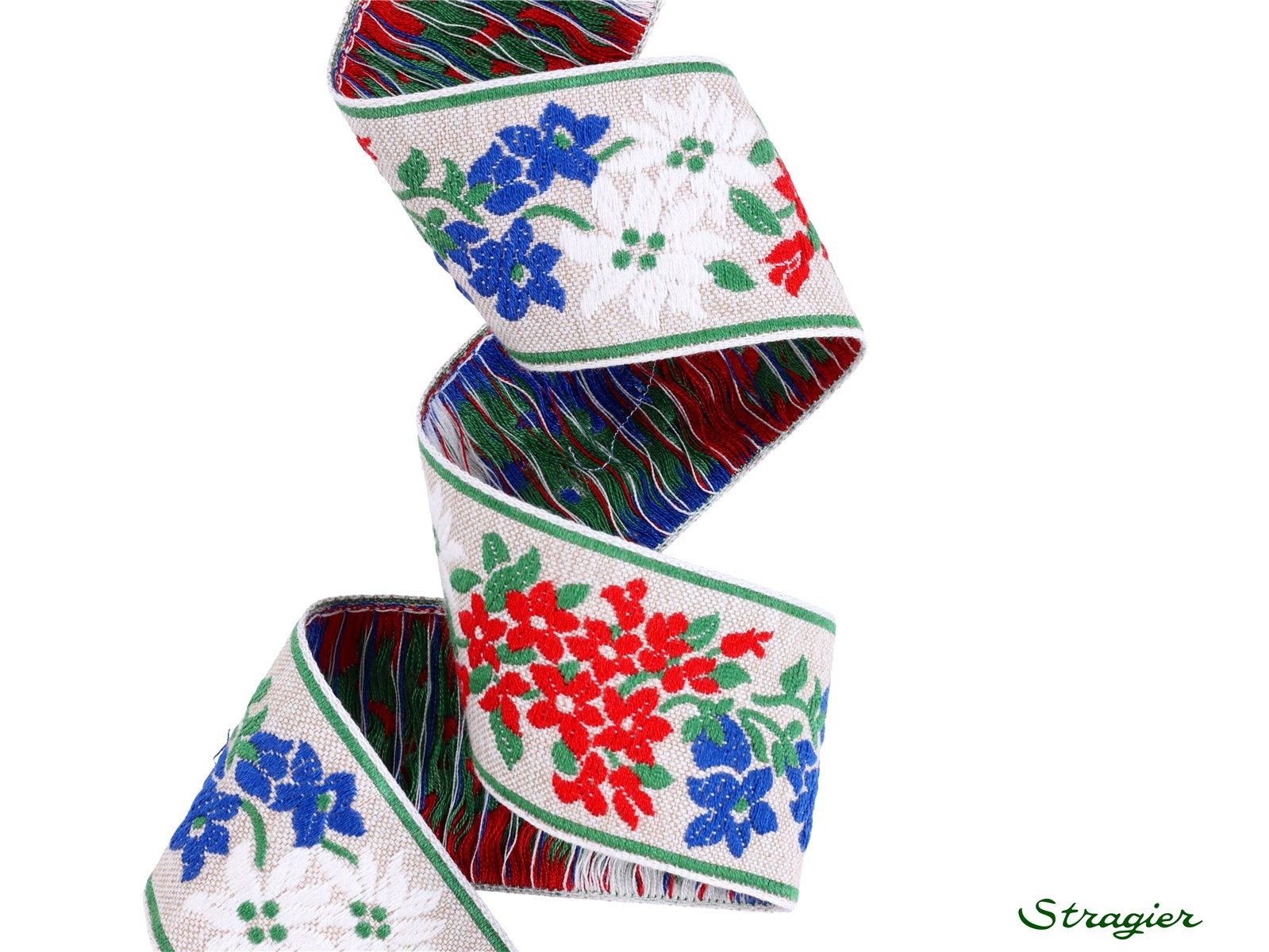 Woven Ribbon - Pure Cotton - Ludivine - Beige-Bleu-Rouge - 45 mm