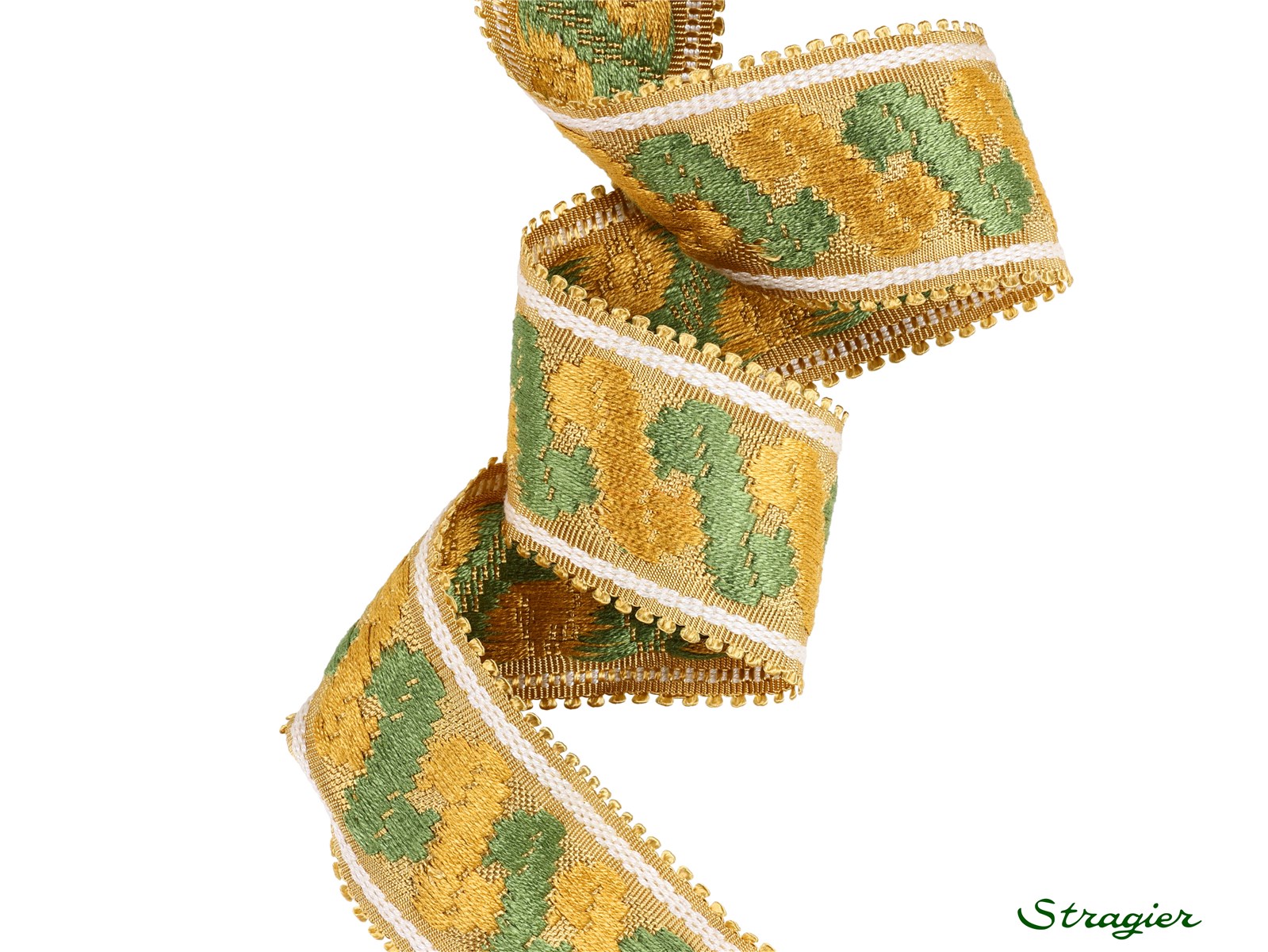Galon Tissé pur Coton - Camilla - Olive-Doré - 42 mm