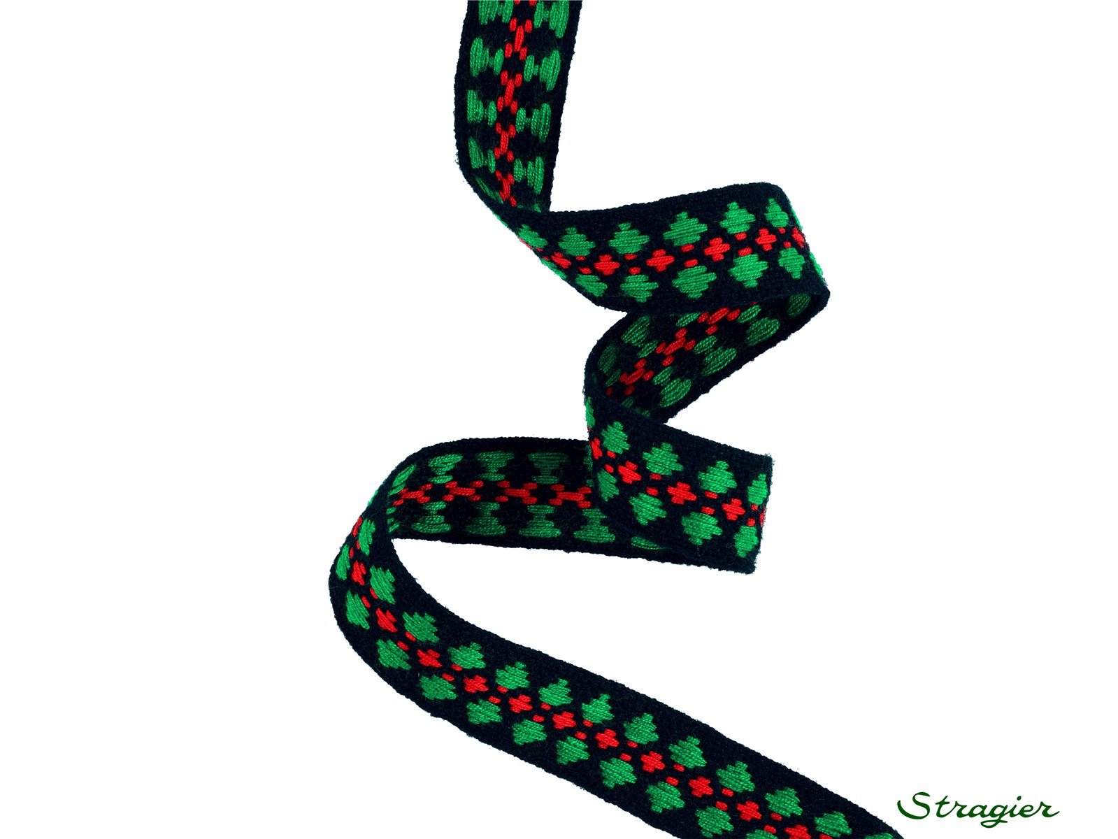 Galon tissé - Hamelin - Vert-Rouge-Noir - 20 mm