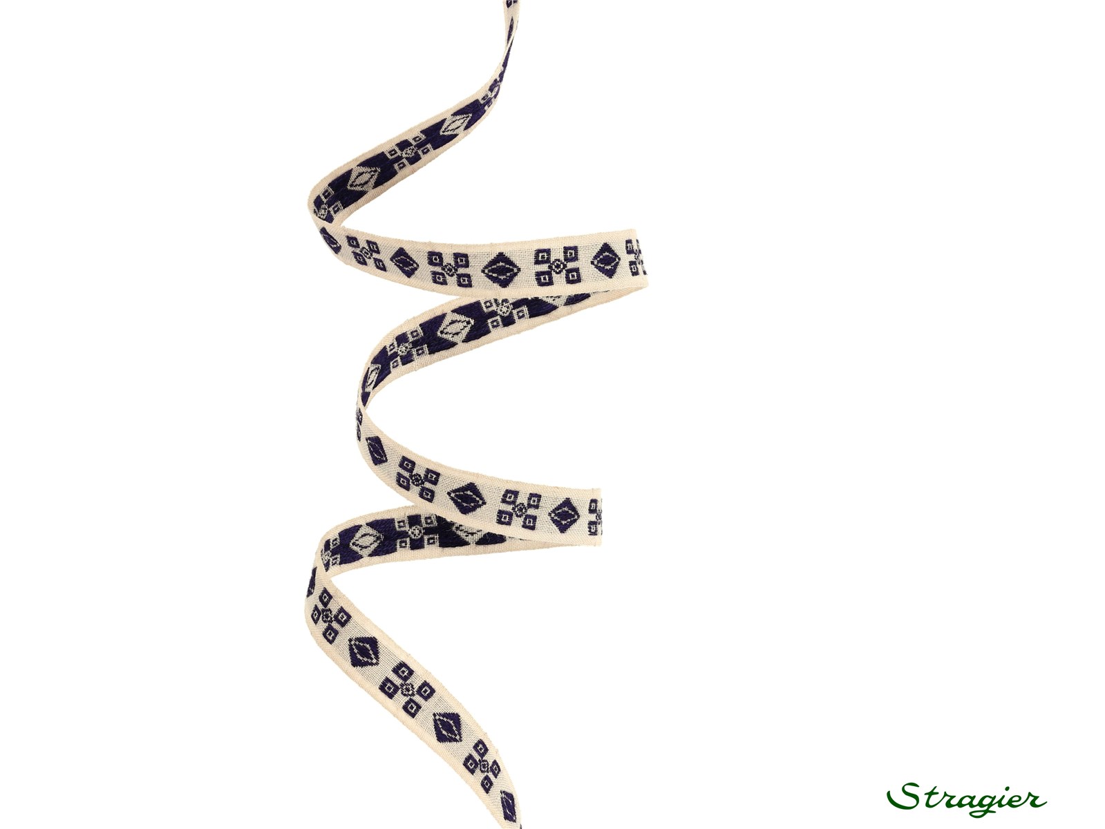 Woven Ribbon - Pure Cotton - Loan - Beige-Marine - 10 mm