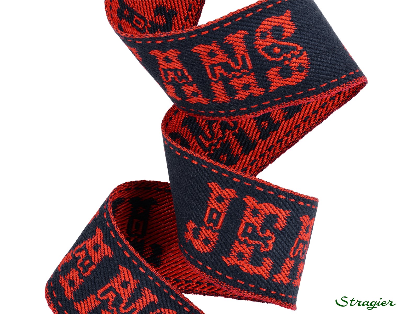 Galon Tissé pur Coton - Jeans - Marine-Rouge - 52 mm