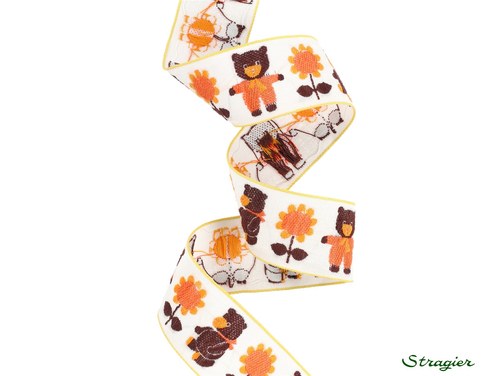 Galon Tissé pur Coton - Teddy - Brun-Orange - 32 mm