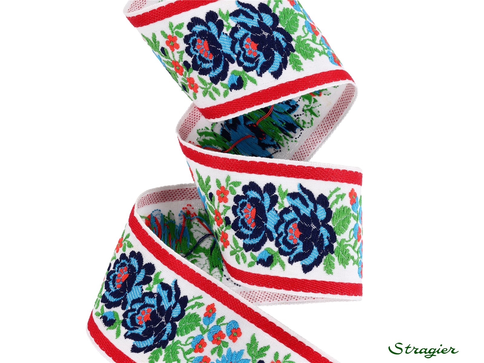 Galon Tissé pur Coton - Illoa - Bleu-Vert - 52 mm