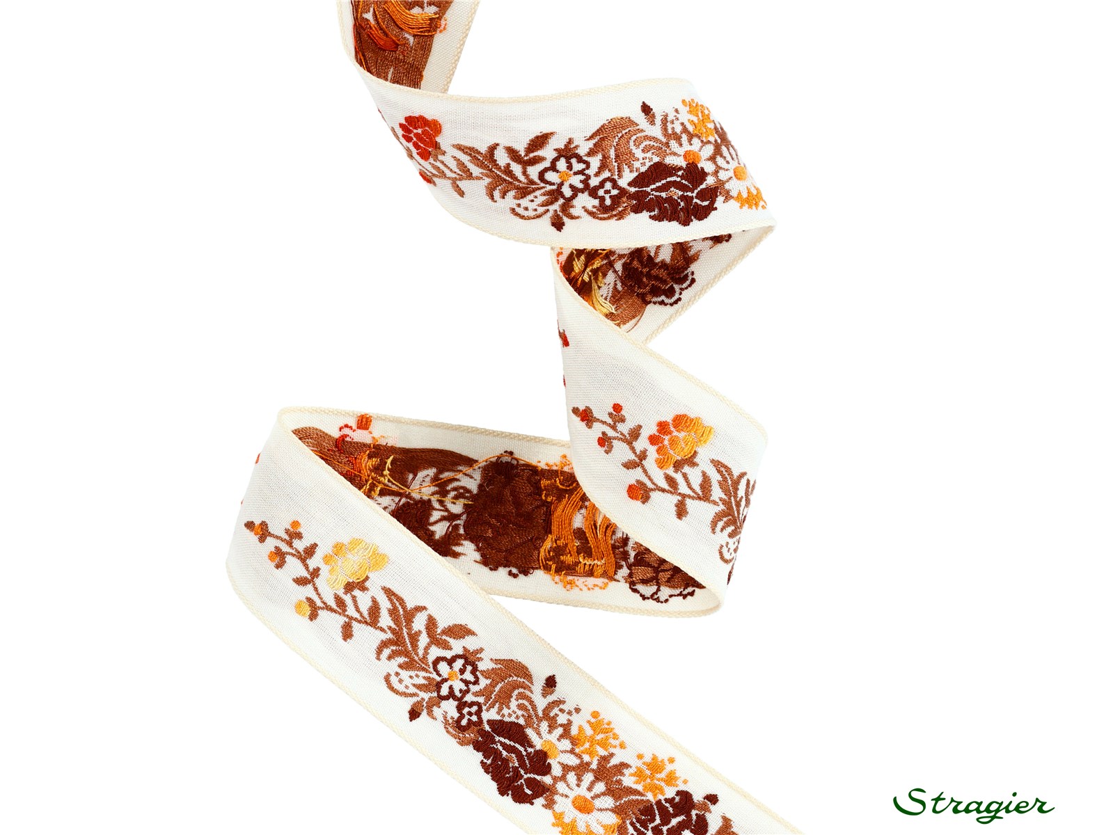 Galon Tissé pur Coton - Pénélope - Brun-Orange - 28 mm