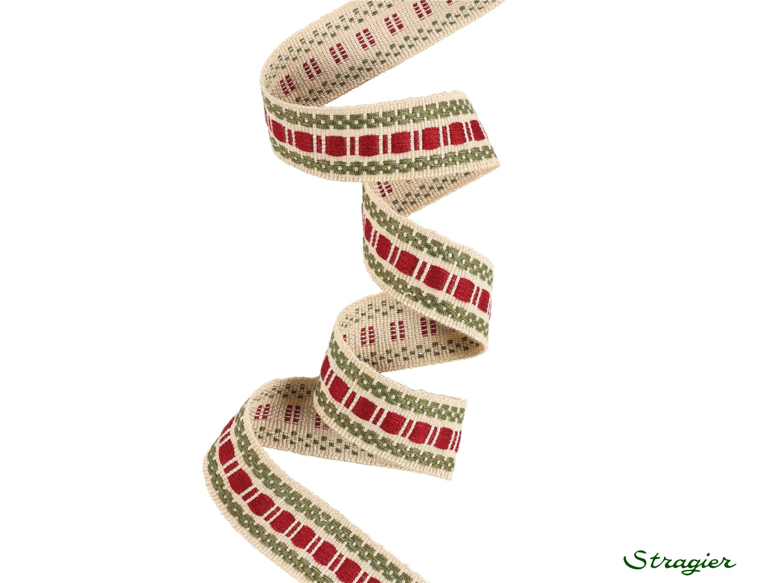 Woven Ribbon - Stockton - Bordeaux-Kaki - 20 mm