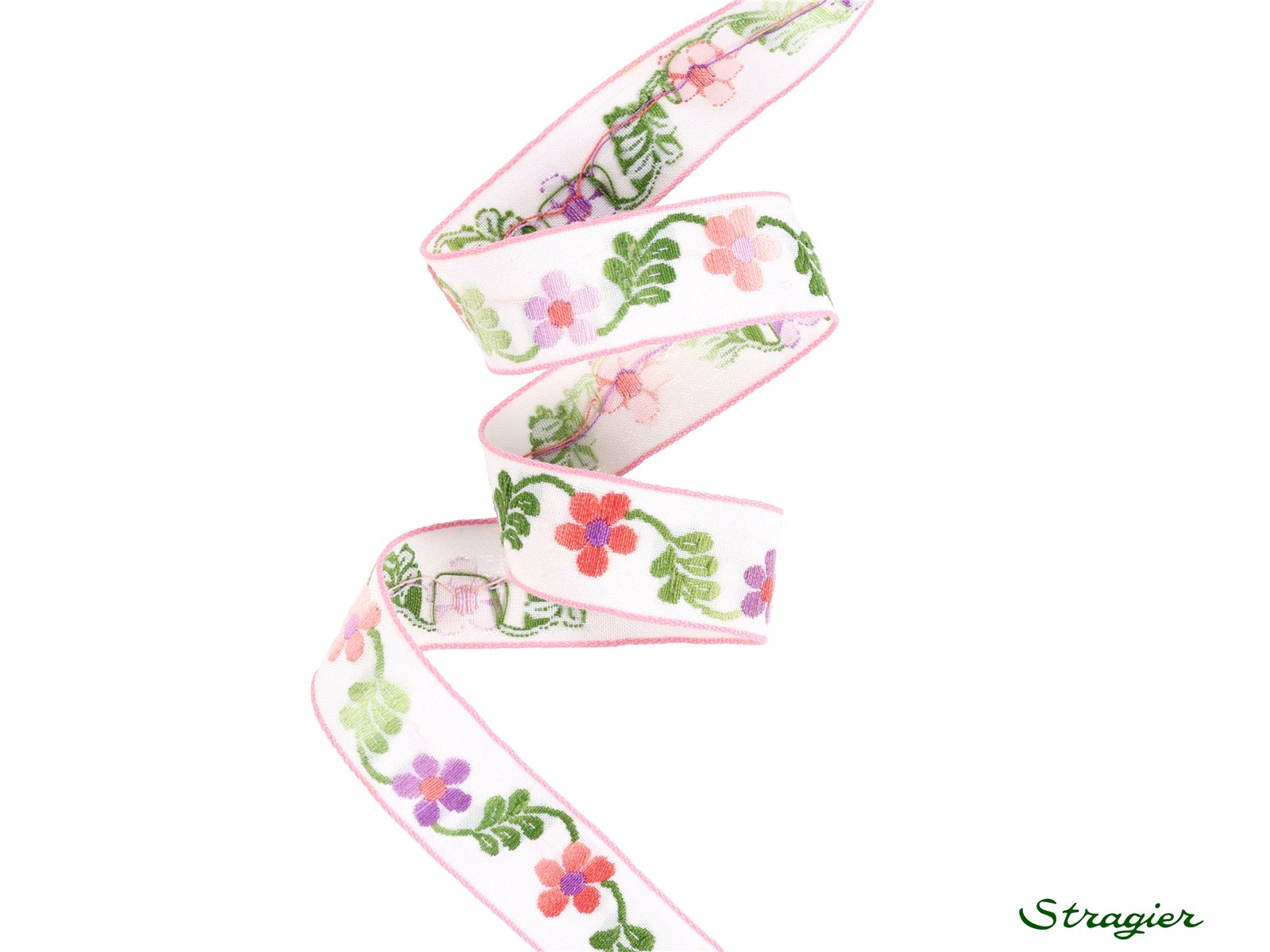 Woven Ribbon - Capucine - Rose-Mauve-Vert - 20 mm