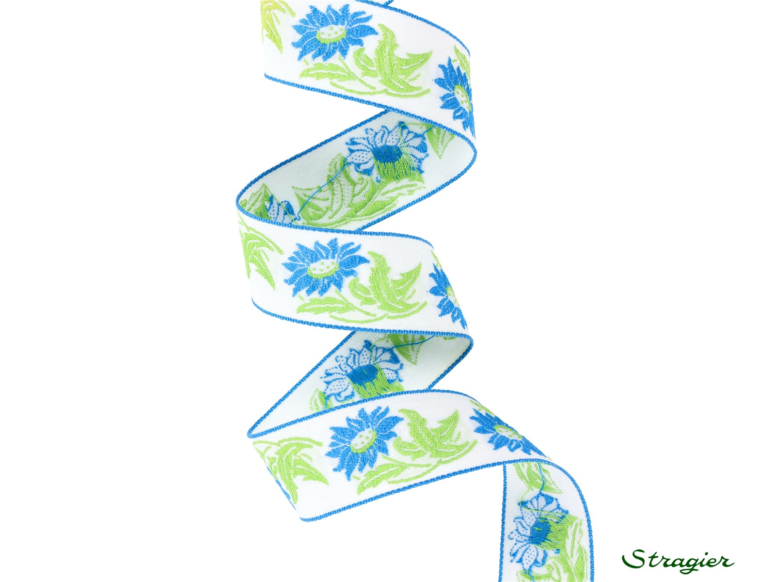 Galon Tissé pur Coton - Livia - Turquoise-Vert pomme - 25 mm