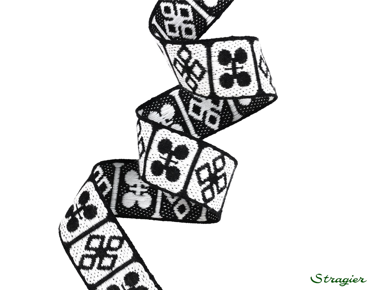 Woven Ribbon - Pure Cotton - Simon - Noir-Blanc - 32 mm