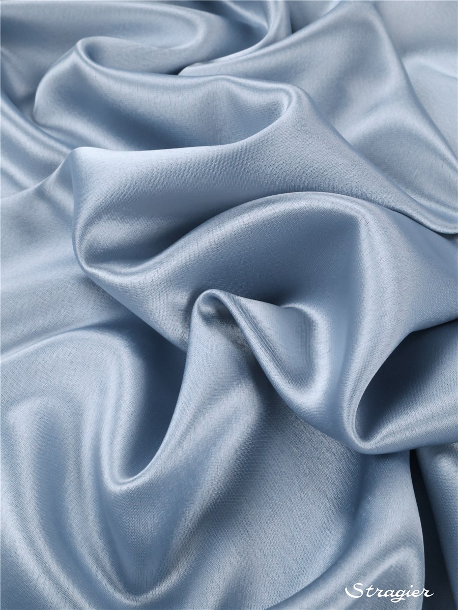 Satin Crepe - heavy - uni - Bleu fumée