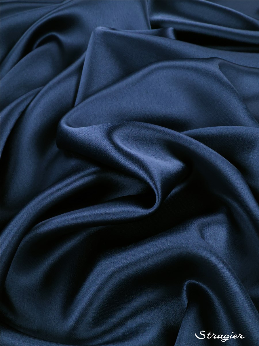 Satin Crepe - heavy - uni - Marine clair