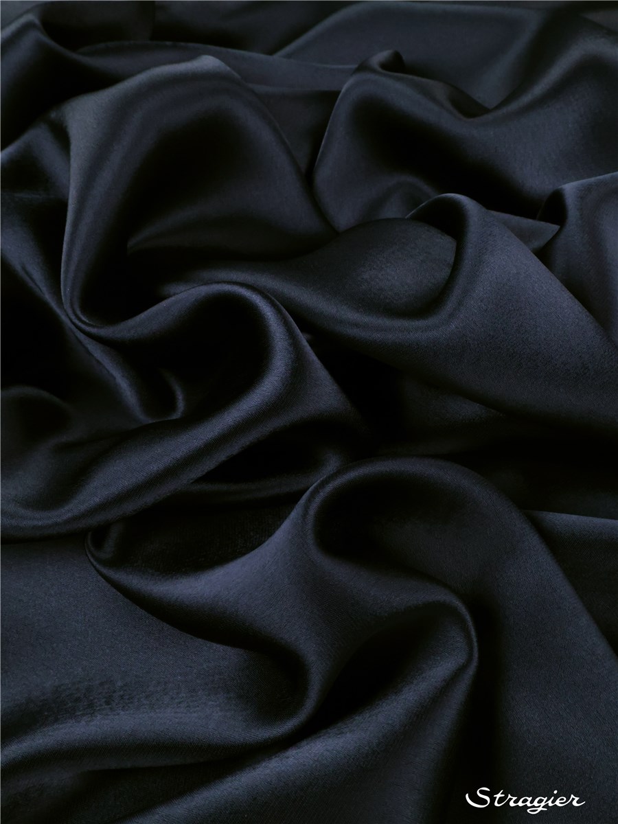 Satin Crepe - heavy - uni - Marine foncé