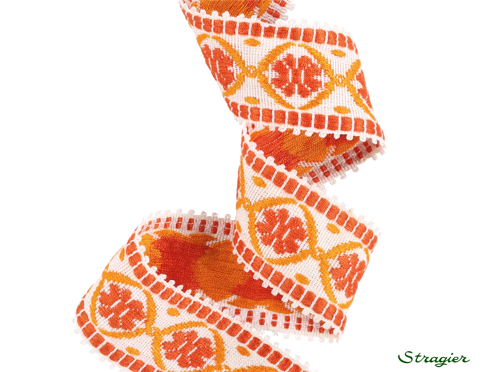 Galon Tissé pur Coton - Agathe - Orange-Corail - 48 mm