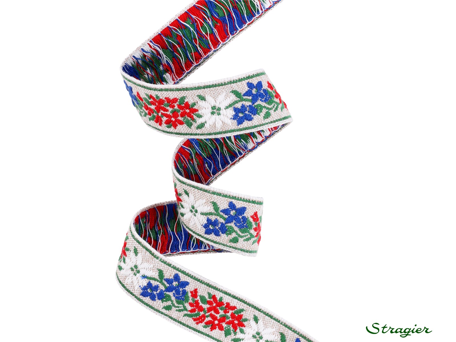 Woven Ribbon - Ludivine - Beige-Bleu-Rouge - 24 mm