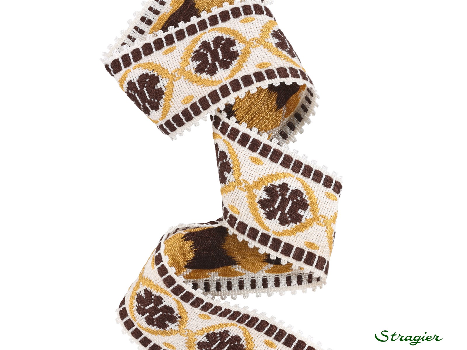 Woven Ribbon - Pure Cotton - Agathe - Doré-Chocolat - 48 mm