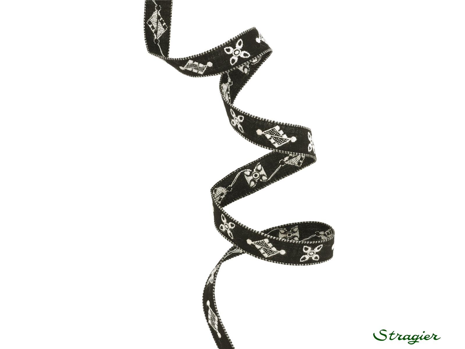 Woven Ribbon - Pure Cotton - Gael - Noir-Blanc - 12 mm