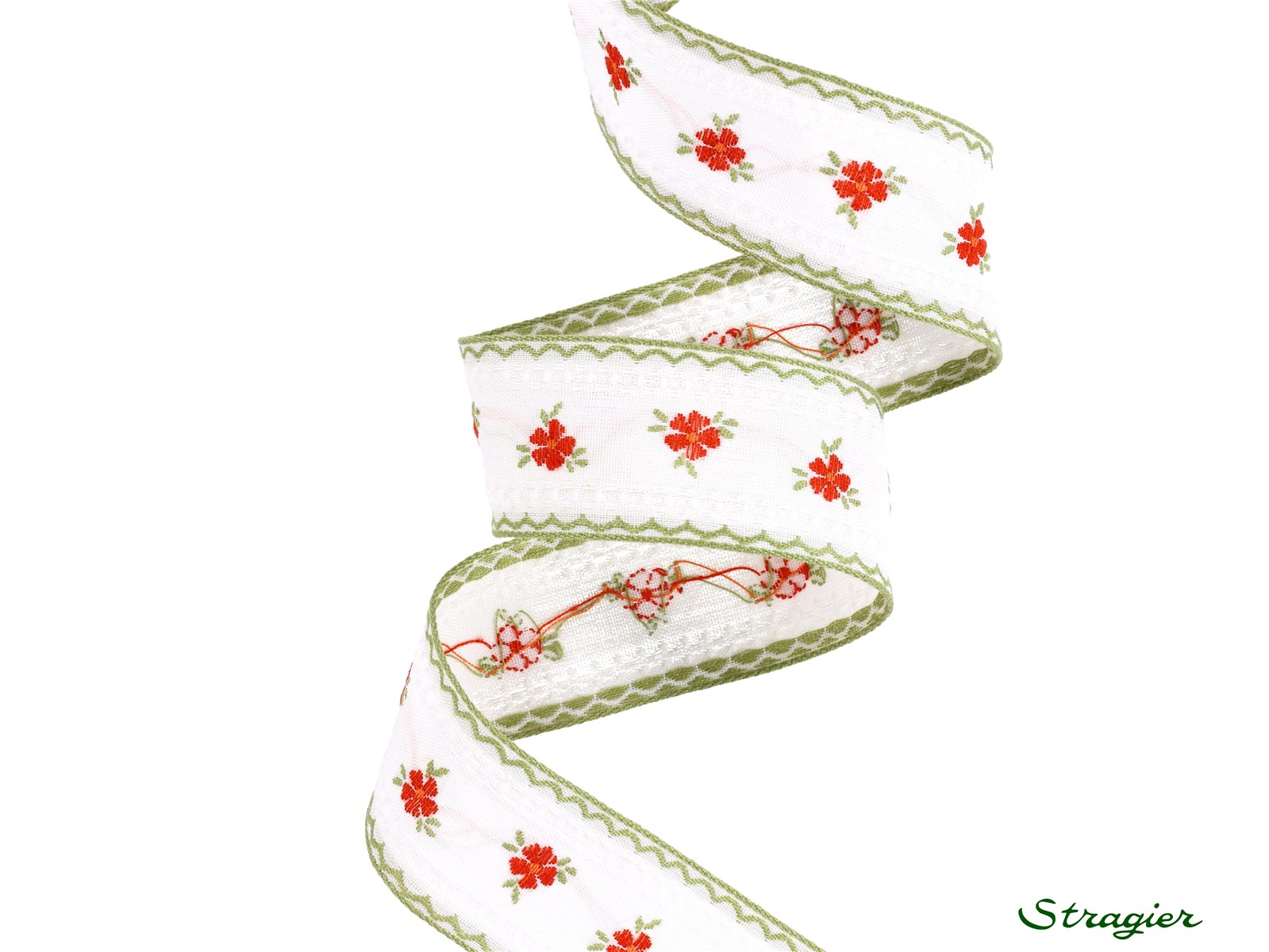 Woven Ribbon - Pure Cotton - Adélaïde - Orange-Vert - 30 mm