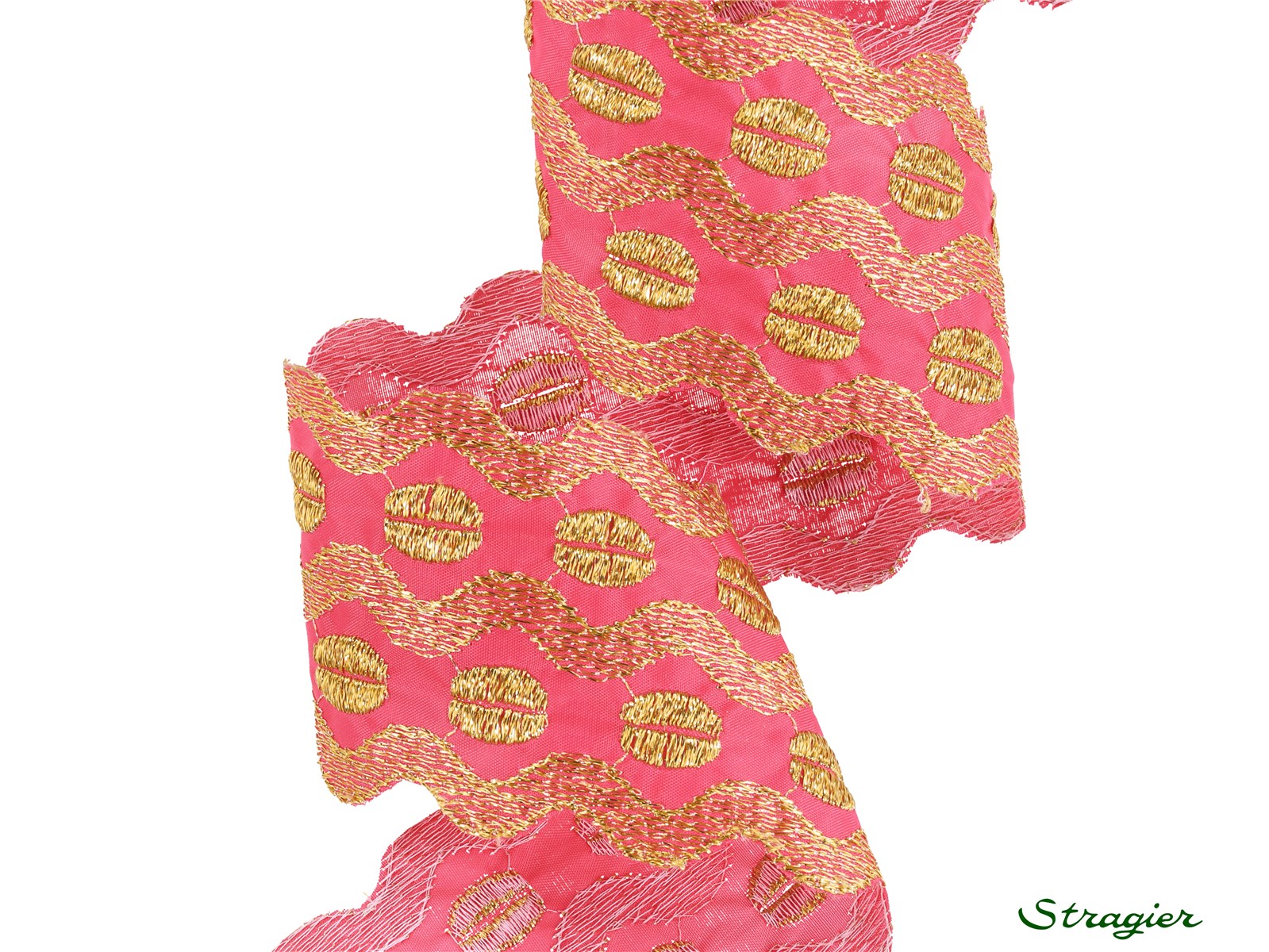 Galon tissé - Laïla - Rose-Doré - 68 mm