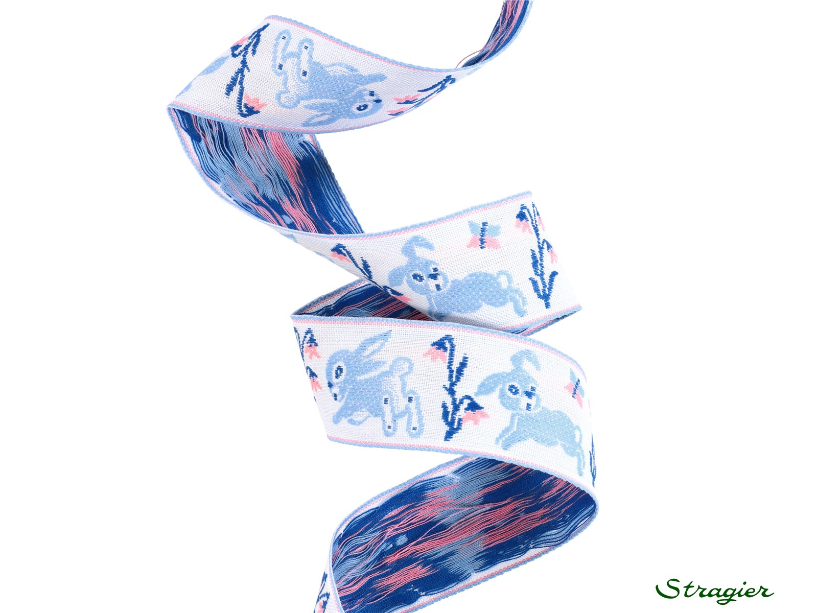 Woven Ribbon - Pure Cotton - Bunny - Bleu ciel - 30 mm