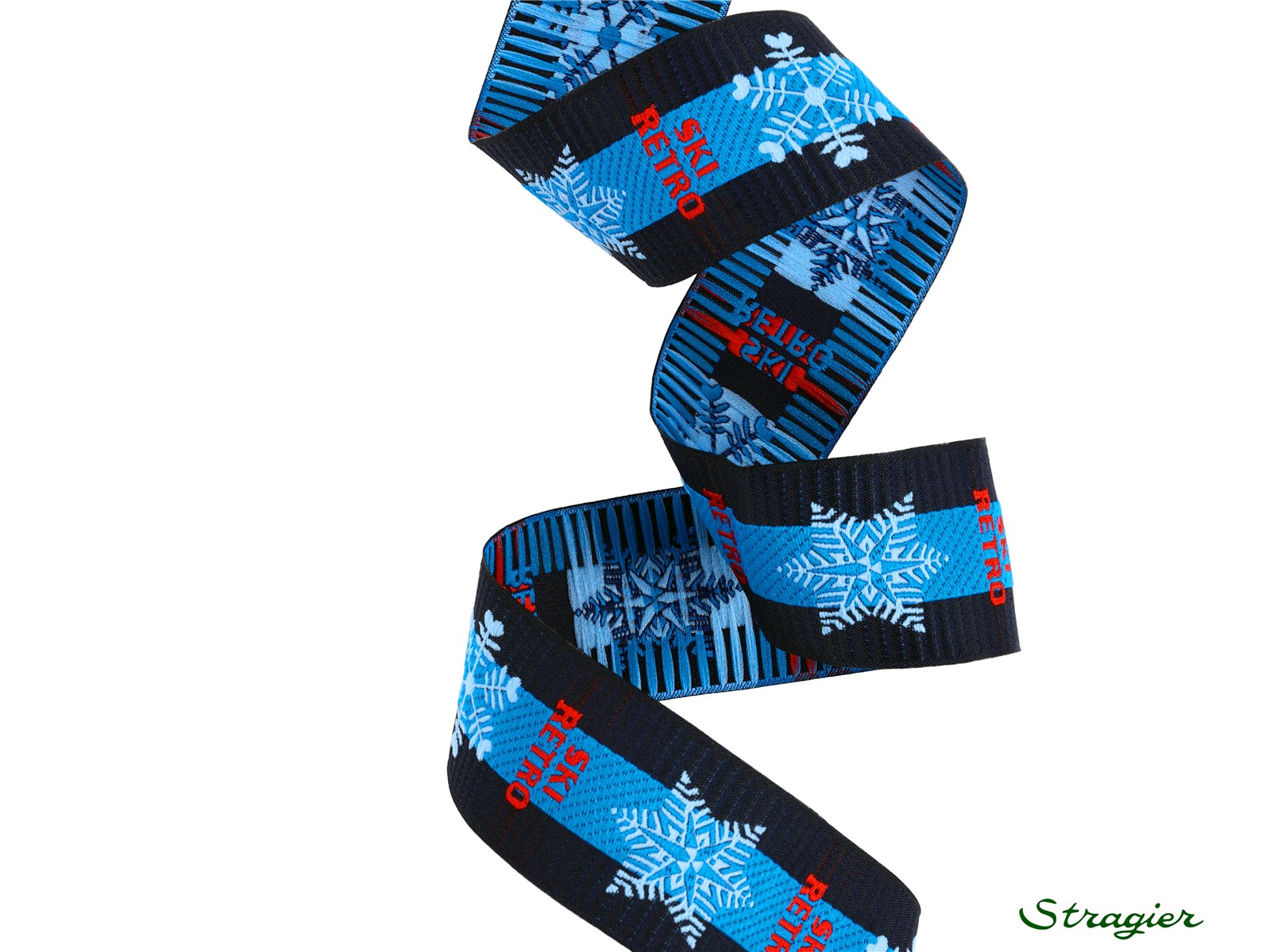 Woven Ribbon - Ski Retro - Marine-Cobalt - 35 mm