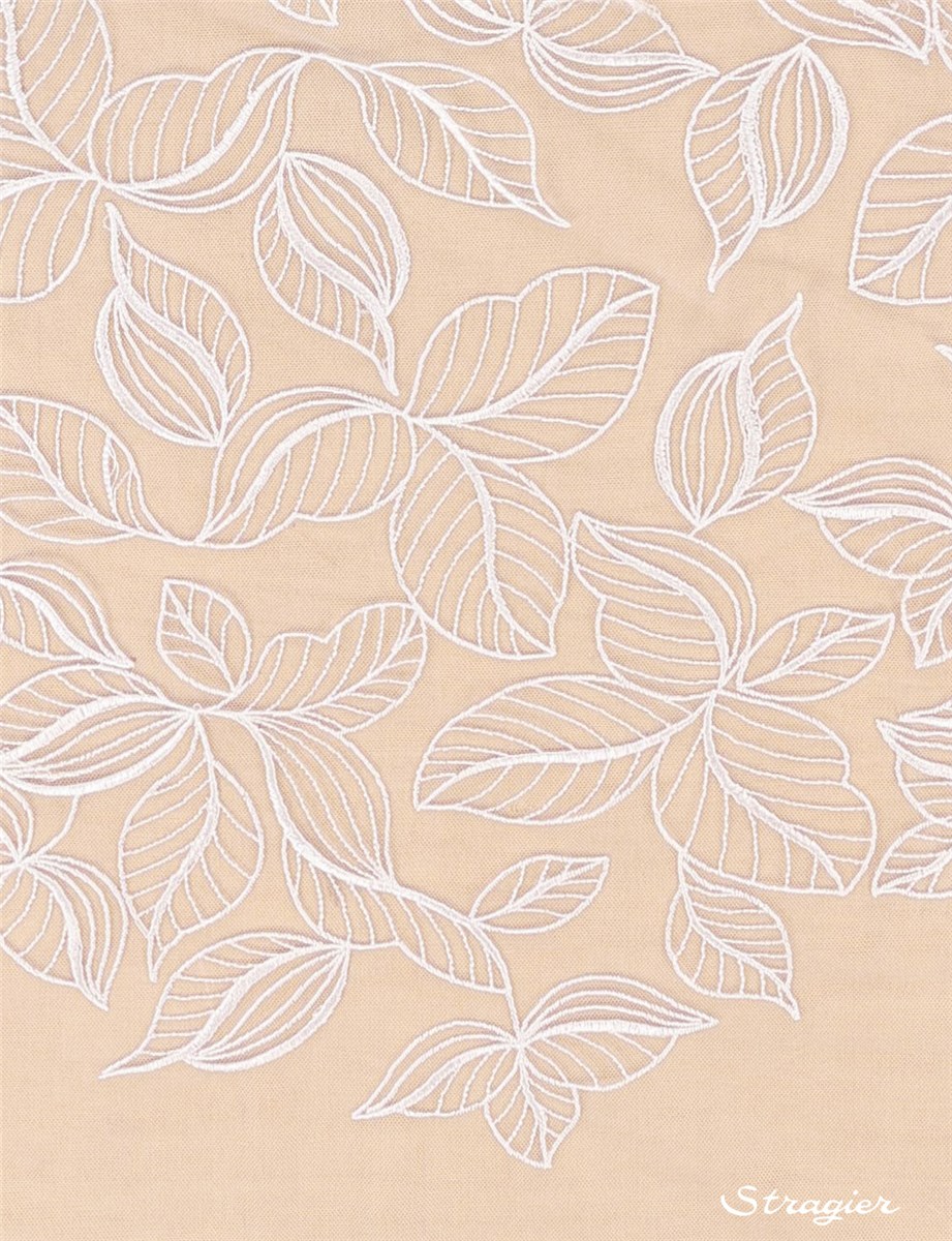 Broderie fine sur Tulle invisible - Esperanza - Ivoire clair Stragier - 140 cm