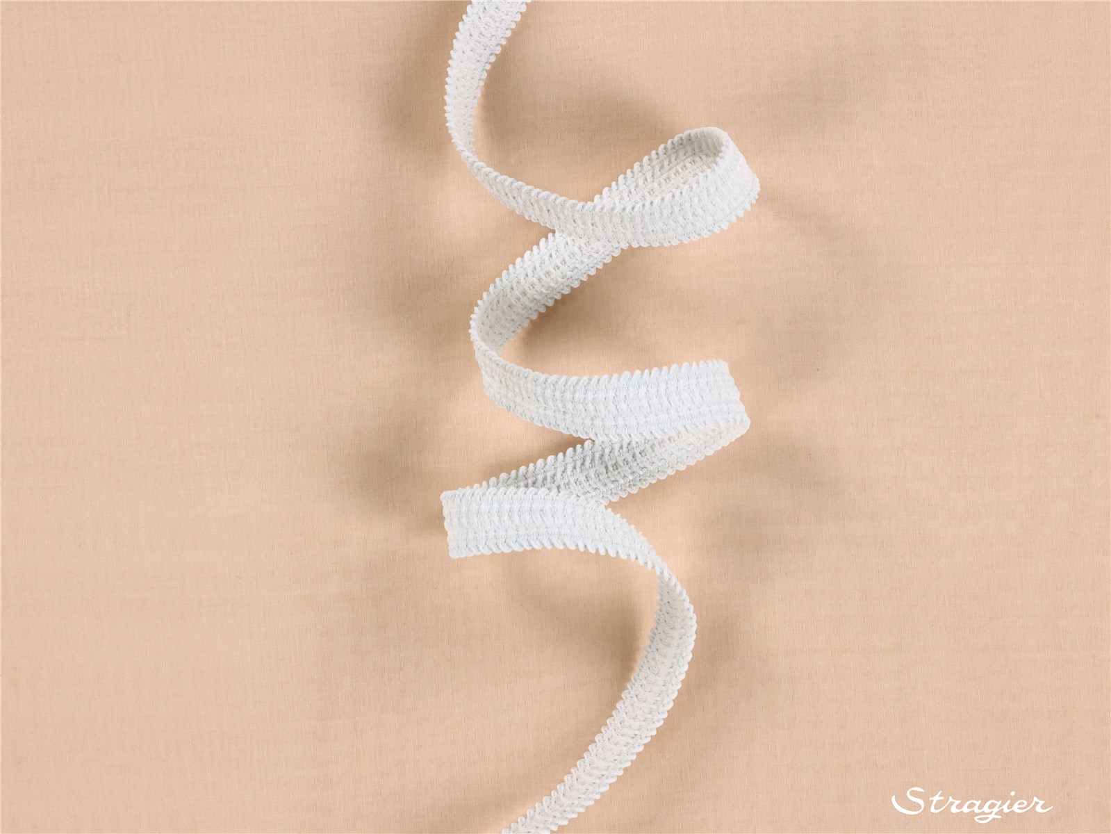 braided Elastic Tape - soft - Uni - Blanc - 12 mm