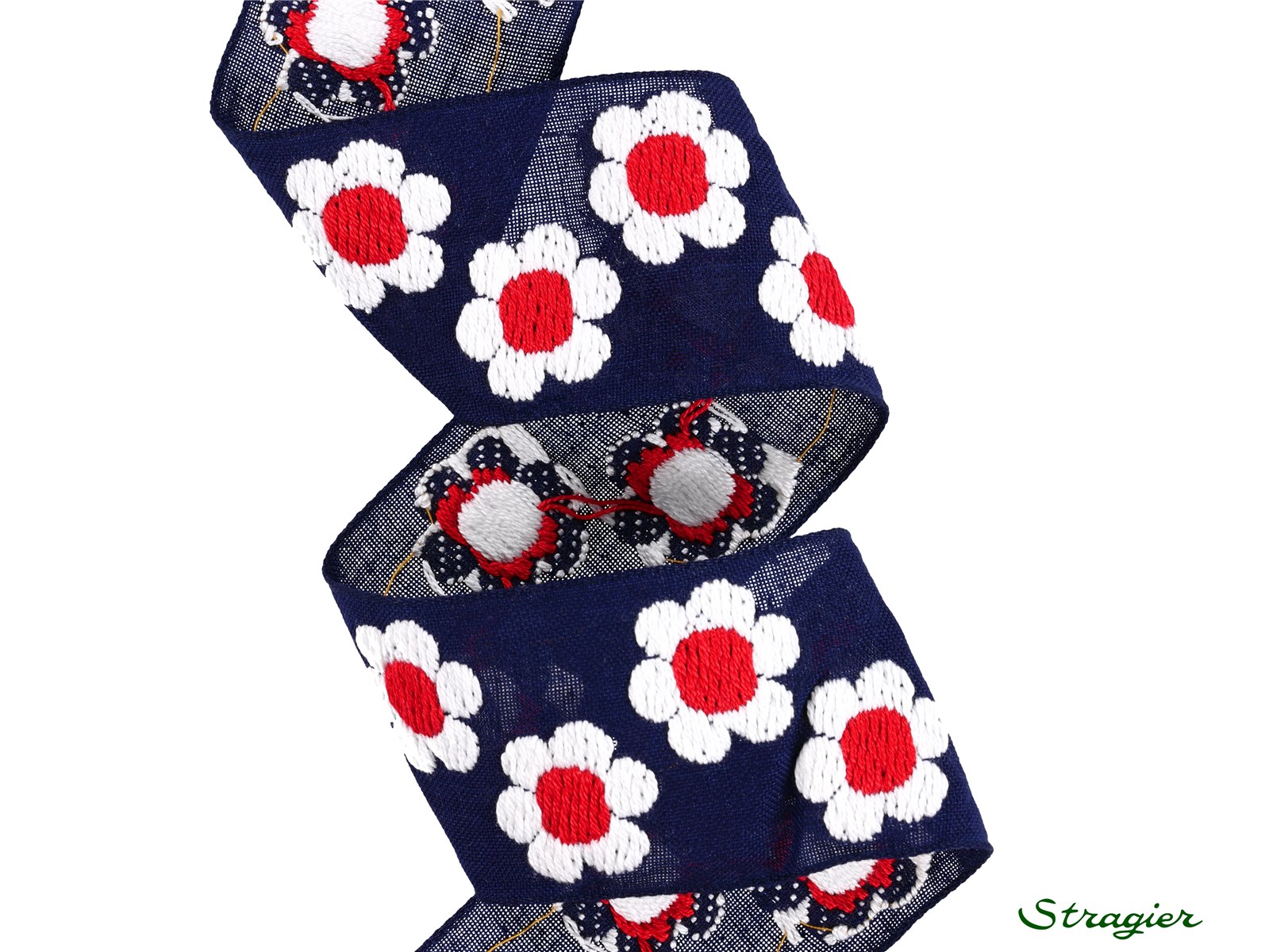 Woven Ribbon - Pure Cotton - Vera - Marine-Blanc-Rouge - 52 mm