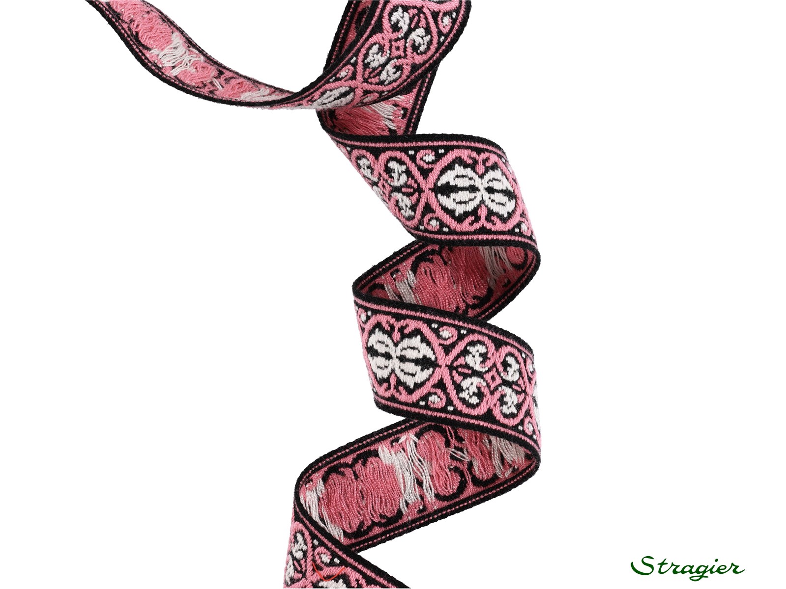 Woven Ribbon - Freya - Noir-Rose-Blanc - 28 mm