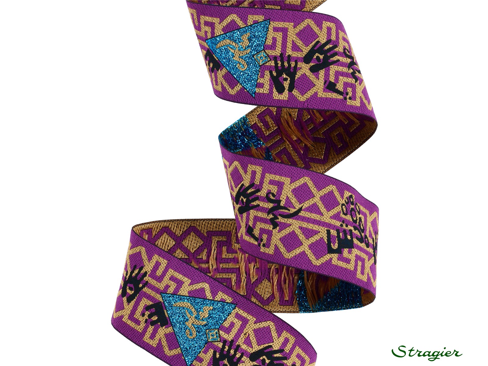 Galon tissé - Drogo - Mauve-Doré-Turquoise - 38 mm