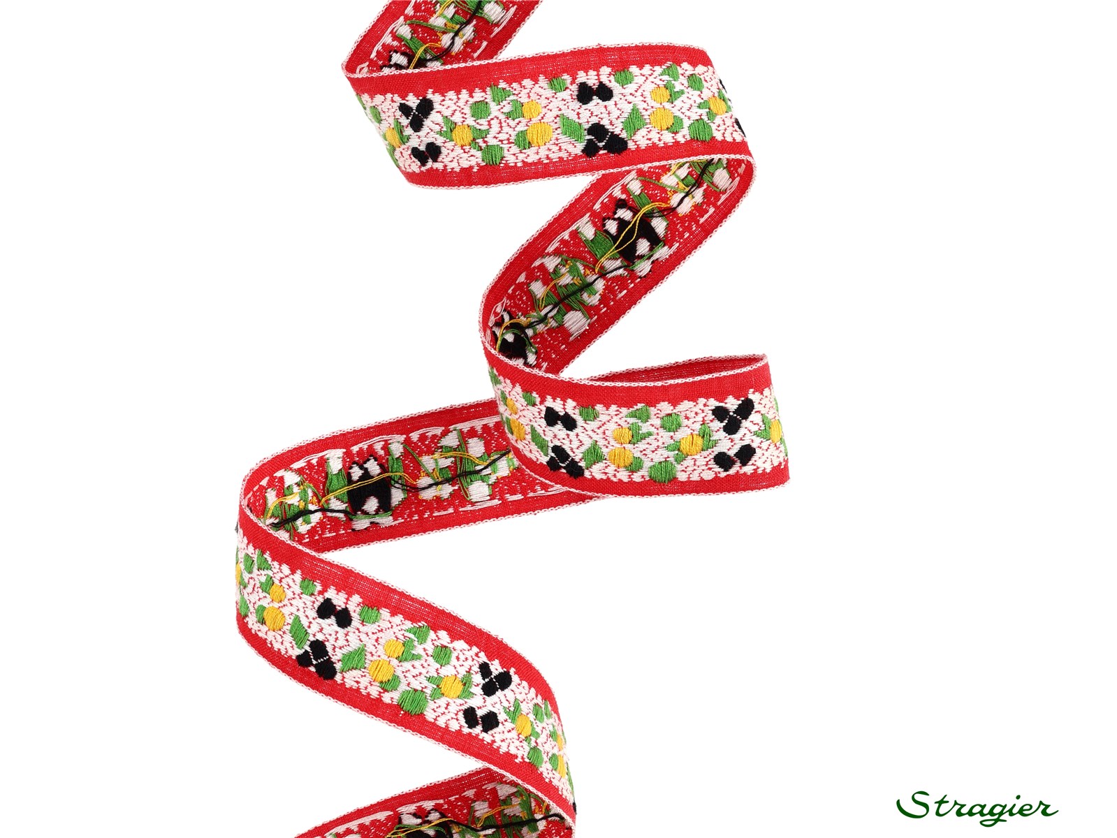 Woven Ribbon - Pure Cotton - Fino - Rouge-Jaune-Vert - 22 mm