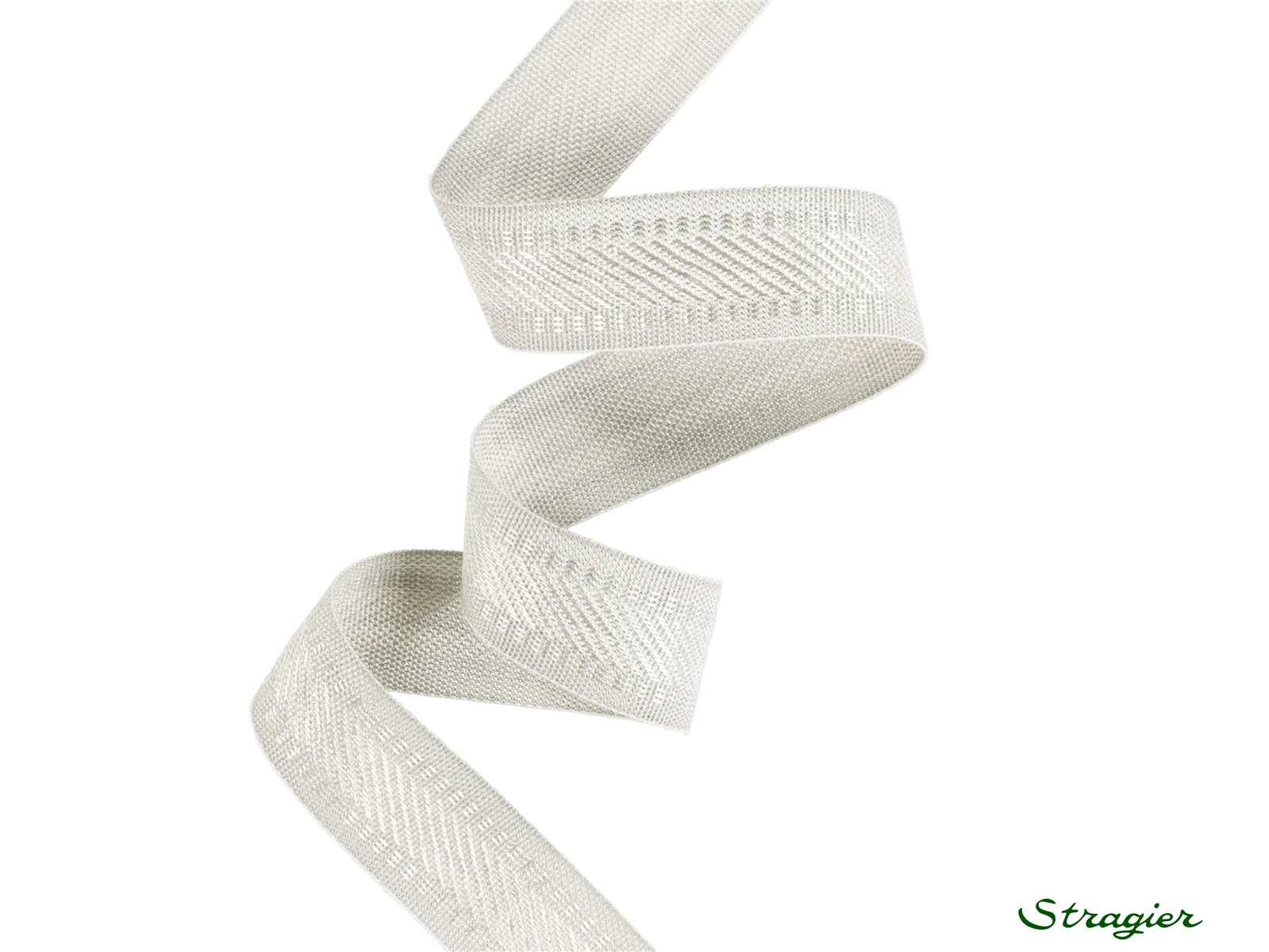 Galon tissé - Diagonales - Argenté - 25 mm