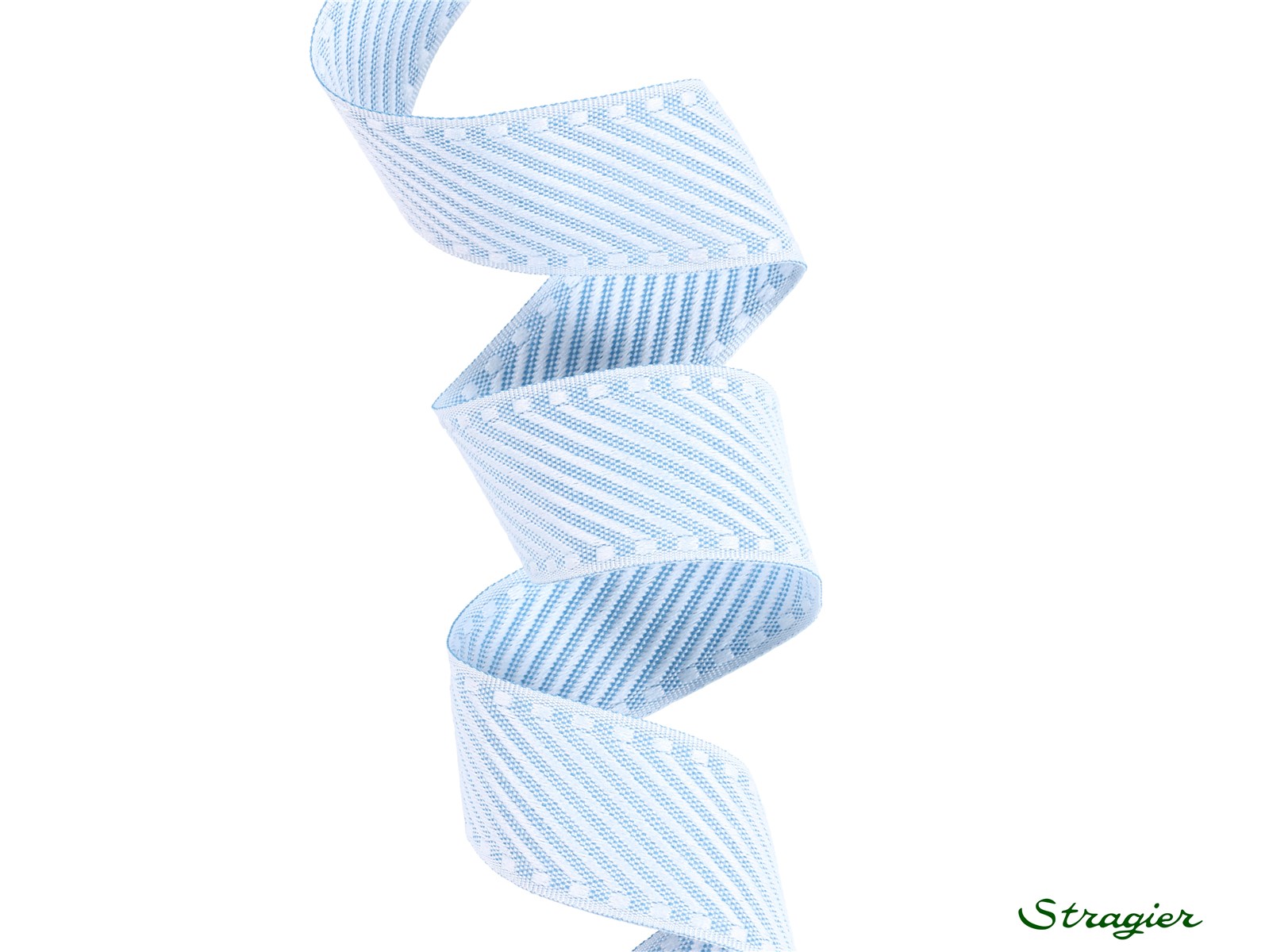 Galon tissé - Diagonales - Ciel-Blanc - 30 mm