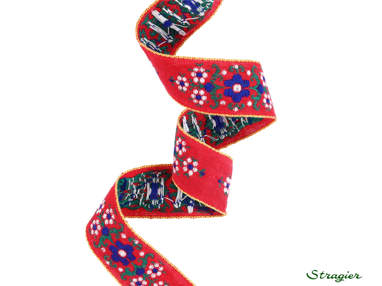 Woven Ribbon - Pure Cotton - Albane - Rouge-Vert-Bleu - 30 mm