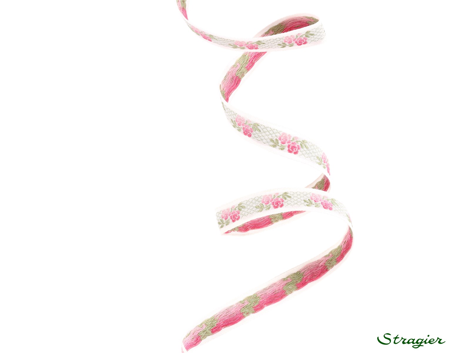 Galon Tissé pur Coton - Joséphine - Blanc-Rose - 10 mm