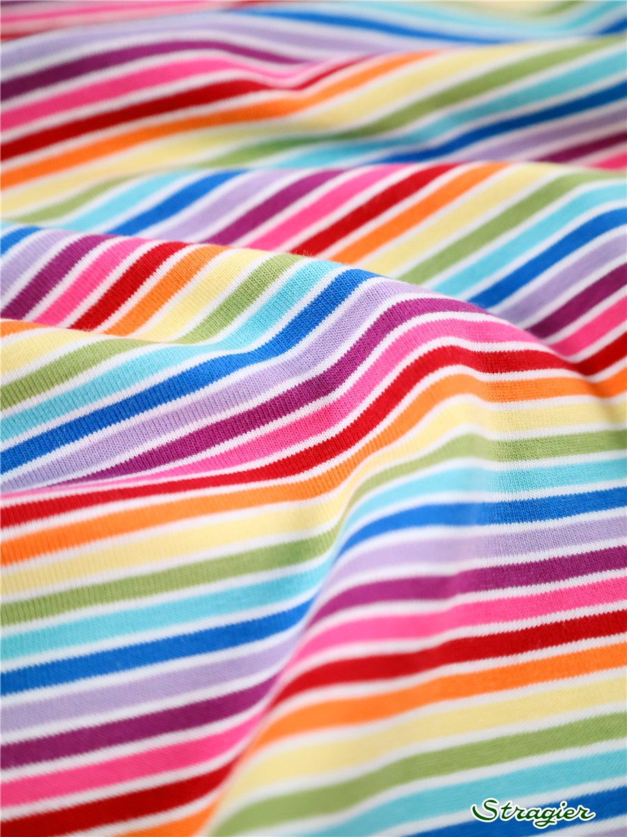 Jersey Coton 170g/m² - Rayures 3mm - Multicolore sur blanc 