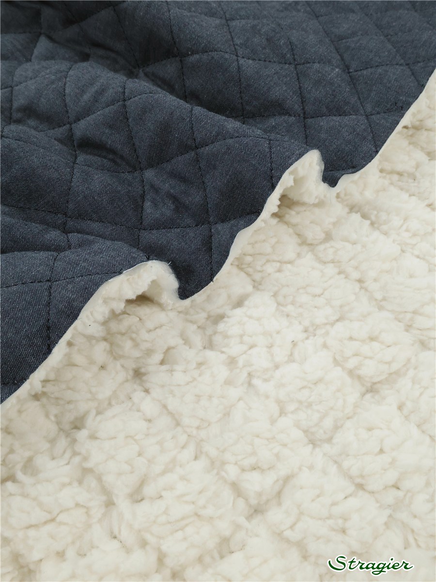 Teddy - Quilted Denim Fabric - Uni - Indigo