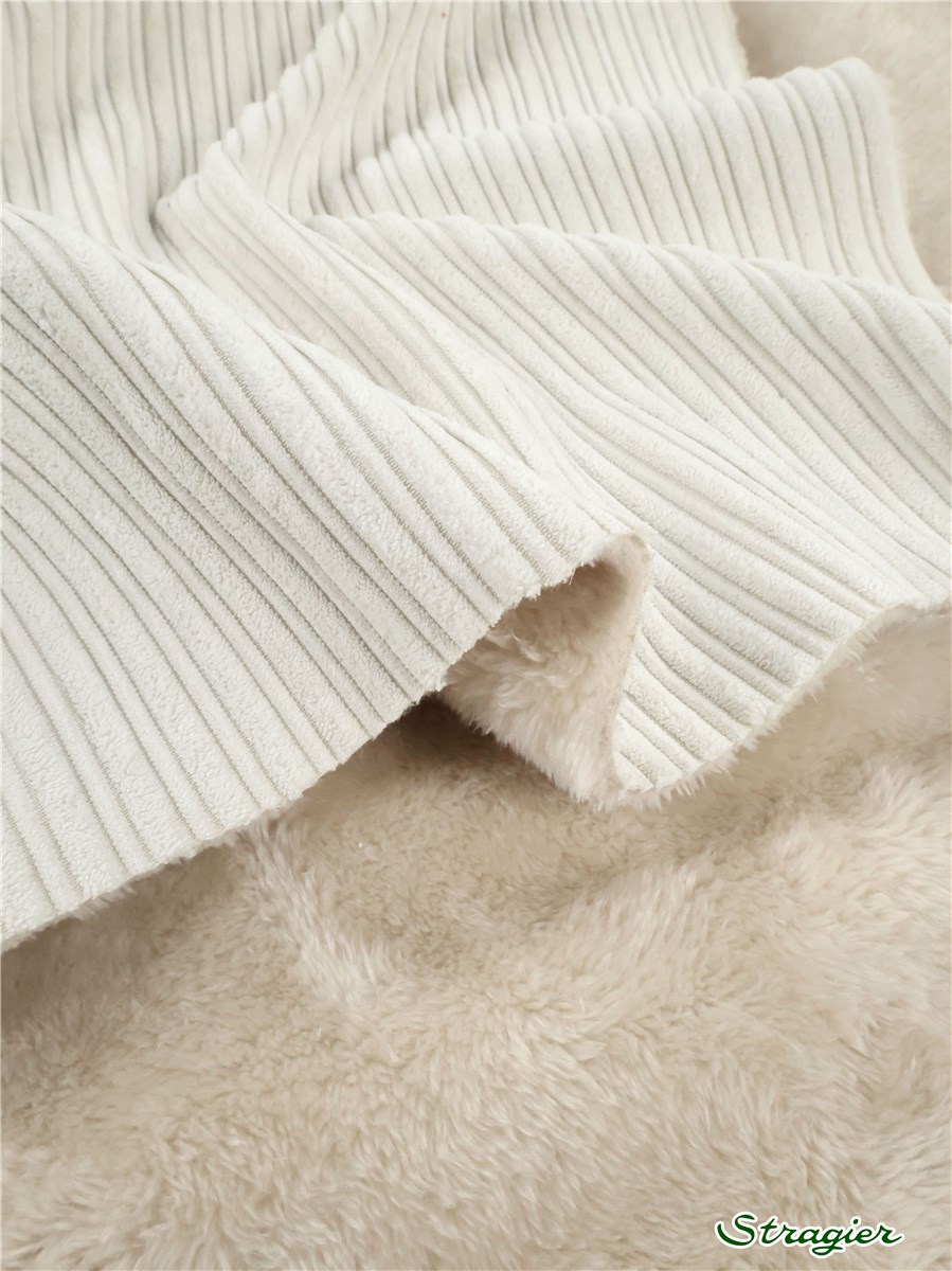 Corduroy-Faux Fur Teddy - Double Face - Uni - Ivoire
