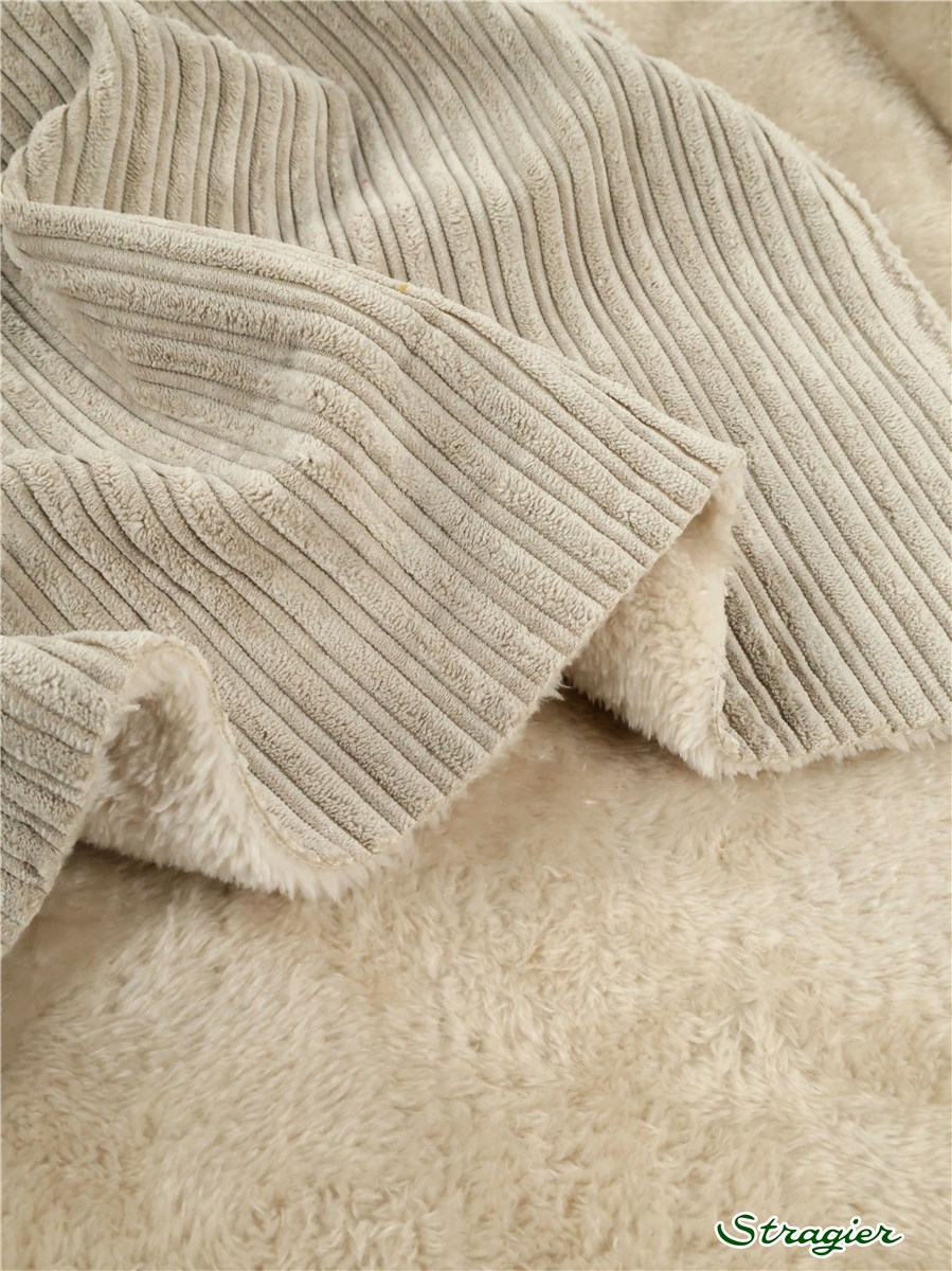Corduroy-Faux Fur Teddy - Double Face - Uni - Grège